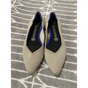 Rothy's The Point Flax Birdseye Luxury Flats Washable Size W8 Rare Retired